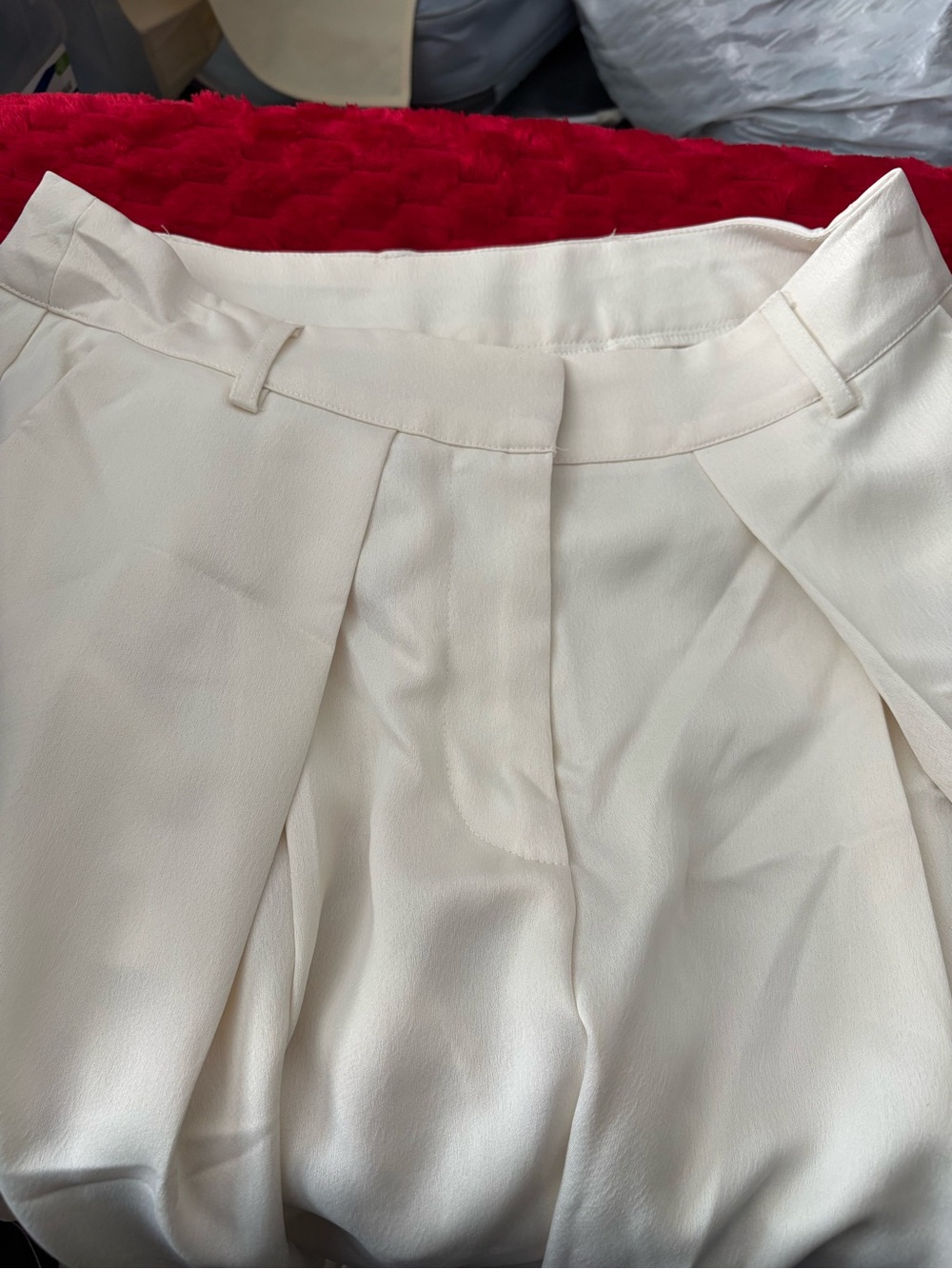 Forever 21 Cream Pleated High-Waist Dress Shorts